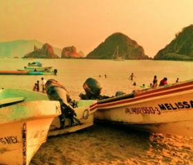 Fishermen's Pangas On Melaque Beach